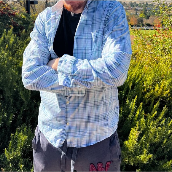 VAN HEUSEN MEN FLEX SLIM FIT LONG SLEEVE BUTTON DOWN SHIRT CHECK PLAID SUIT STUD - Picture 11 of 16